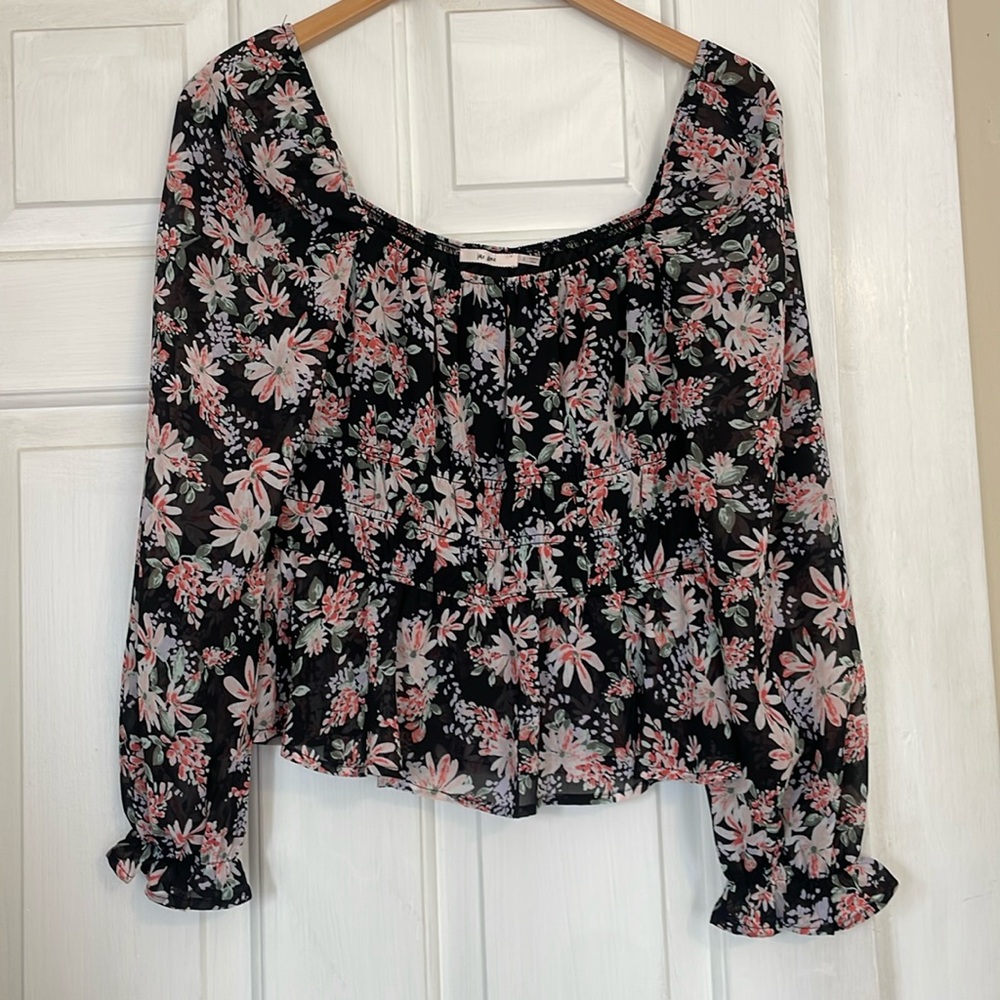 Floral Black Blouse
